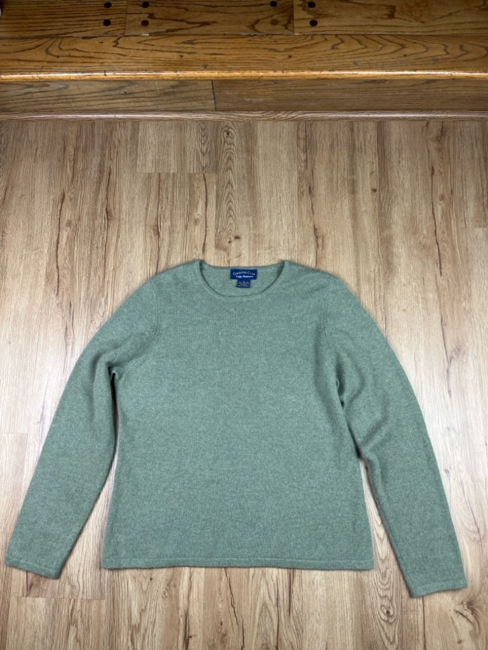 Charter Club 100% Cashmere Sweater Green Crewneck 2 Ply Size Large
